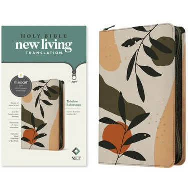 NLT Thinline Reference Zipper Bible, Filament Enabled (Leatherlike, Sunset Branches, Red Letter)