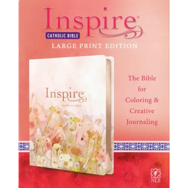 Inspire Catholic Bible NLT Large Print (Leatherlike, Pink Fields with Rose Gold): The Bible for Coloring & Creative Journaling