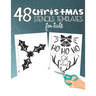 48 Christmas Stencils Templates For Kids: Stencil Book For Kids With 48 Cute Christmas Holiday Clip Arts Templates For Christmas Cutouts Handmade Deco