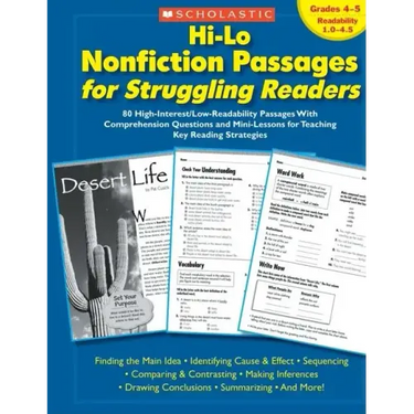 Hi-Lo Nonfiction Passages for Struggling Readers: Grades 4-5: 80 High-Interest/Low-Readability Passages with Comprehension Questions and Mini-Lessons