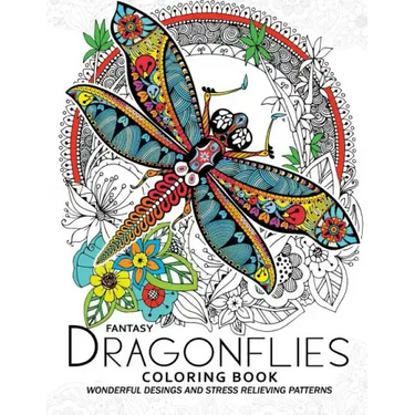 Fantasy Dragonflies Coloring book for Adult: Nice Design of Flower, Floral and Dragonfly in the spring garden