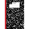 A5 Notebook Hardback: Black and Red Spine Marble Wide Rule Journal
