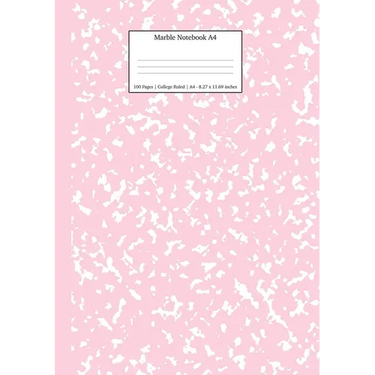 Marble Notebook A4: Pastel Pink College Ruled Journal