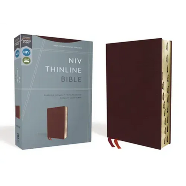 NIV, Thinline Bible, Bonded Leather, Burgundy, Indexed, Red Letter Edition