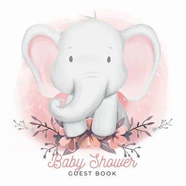 Our Little Peanut: A Watercolor Elephant Themed Square Hardcover Square Hardcover Baby Shower Guest Book with Sign-In Pages, Wishes for Baby, Gift Log