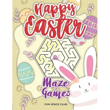 Happy Easter Maze Games: Maze Puzzles Activity Book for Kids 4-8