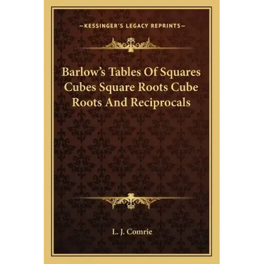 Barlow's Tables of Squares Cubes Square Roots Cube Roots and Reciprocals