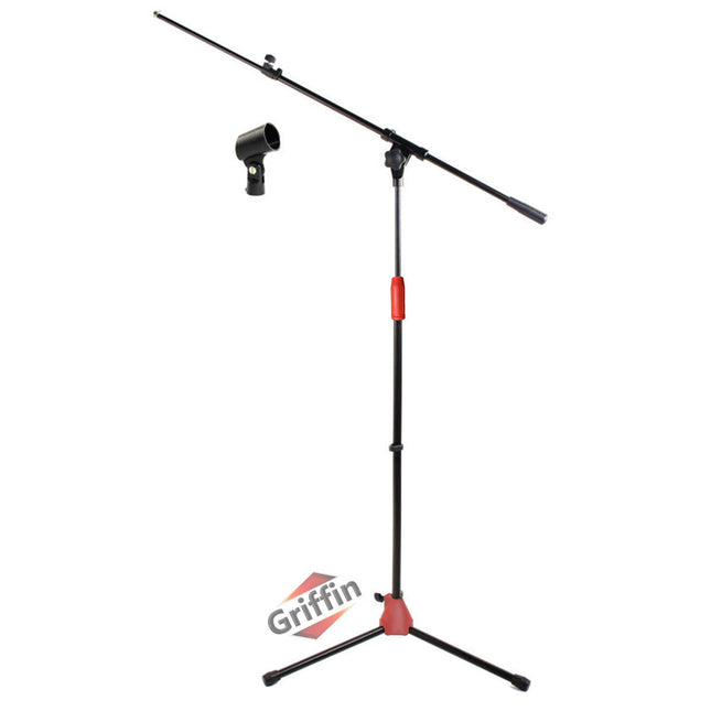 Microphone Stand with Telescoping Boom and Mic Clip Package by GRIFFIN - Tripod Premium Quality for Studio, Karaoke, DJ Live Performances, Conferences by GeekStands.com