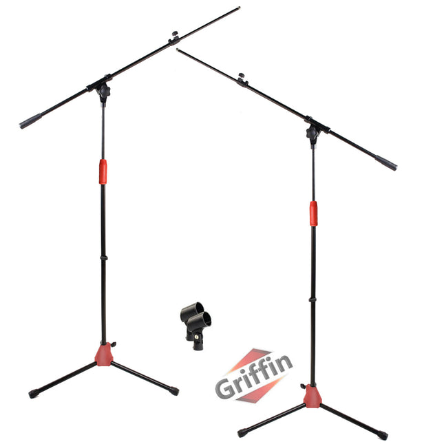 Microphone Stand with Boom Arm (Pack of 2) by GRIFFIN - Adjustable Holder Mount For Studio Recording Accessories, Singing Vocal Live Karaoke Mic by GeekStands.com