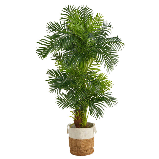 6’ Hawaii Artificial Palm Tree in Handmade Natural Jute and Cotton Planter by Nearly Natural