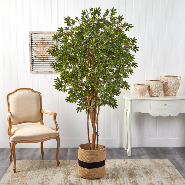 6’ Japanese Maple Artificial Tree in Handmade Natural Cotton Planter by Nearly Natural