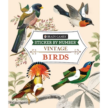 Brain Games - Sticker by Number - Vintage: Birds (28 Images to Sticker)