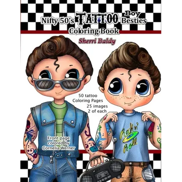 Nifty 50's Tattoo Boy Besties Coloring Book by Sherri Baldy