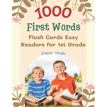1000 First Words Flash Cards Easy Readers for 1st Grade English Telugu: I can read books my first box set of full sight word list with pictures and si