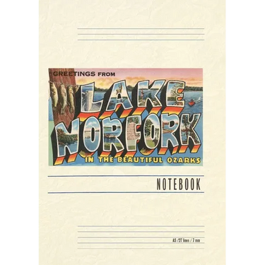 Vintage Lined Notebook Greetings from Lake Norfolk, Arkansas
