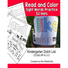Read and Color Sight Words Practice 53 Hats: Kindergarten Dolch List CCSS.RF.K.3.C