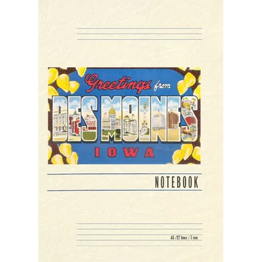 Vintage Lined Notebook Greetings from Des Moines
