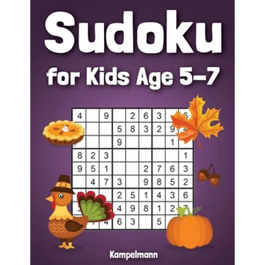 Sudoku for Kids Age 5-7: 200 Fun Sudoku Puzzles for Kids with Solutions - Large Print - Thanksgiving Edition
