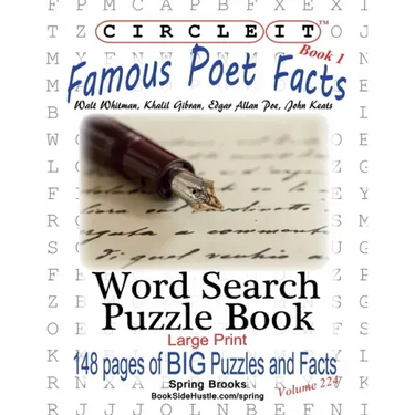 Circle It, Famous Poet Facts, Book 1, Word Search, Puzzle Book