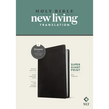 NLT Super Giant Print Bible, Filament Enabled (Leatherlike, Black, Red Letter)