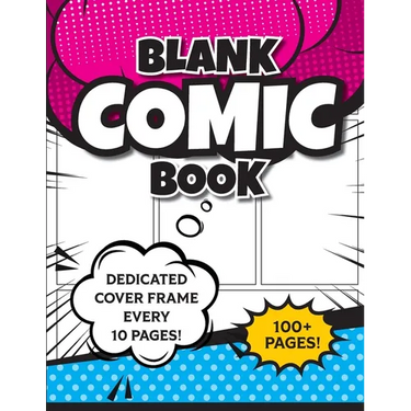 Blank Comic Book (Magenta & Blue): 8.5"x11" 100+ Pages of Blank Panels to Create Your Own Comic! Different Frames on Every Spread; Space for Covers Ev