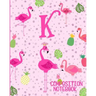 Composition Notebook K: Pink Flamingo Initial K Composition Wide Ruled Notebook