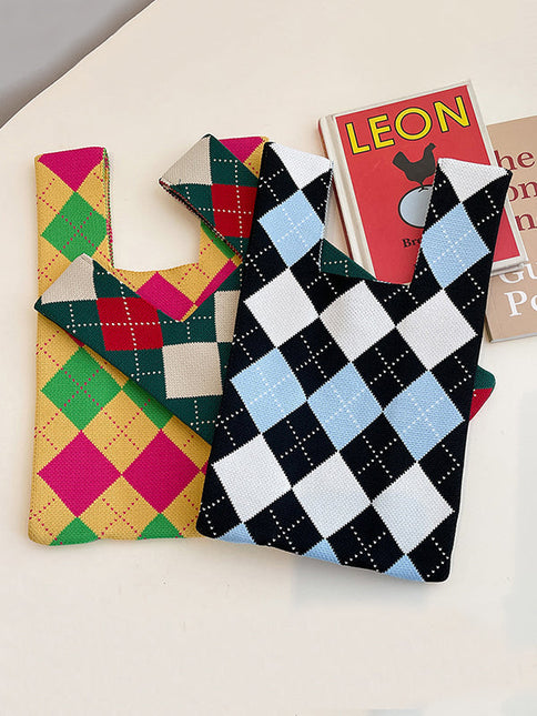 Urban Checkerboard Contrast Color Color-Block Bags Accessories Handbags by migunica