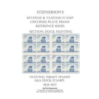 Steenerson's Revenue & Taxpaid Stamp Certified Plate Proof Reference Series - Federal Duck Hunting Permit Stamps