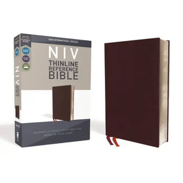 NIV, Thinline Reference Bible, Bonded Leather, Burgundy, Red Letter Edition, Comfort Print