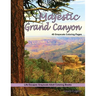 Majestic Grand Canyon Grayscale Adult Coloring Book: 48 grayscale coloring pages of grand canyon, Arizona, desert cactus, rock formations, majestic sc