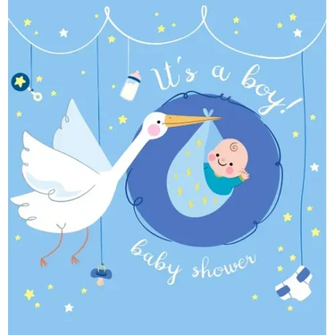 It's a Boy: Baby Shower Guest Book with The Stork Bringing Baby Boy and Blue Theme, Wishes and Advice for Baby, Personalized with Guest Sign In and Gi