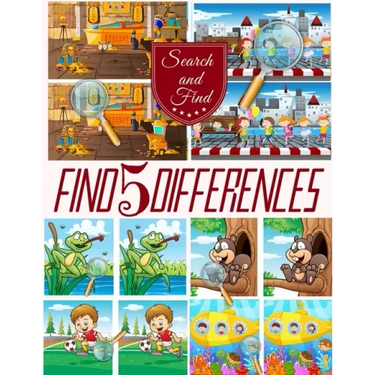Find 5 Differences: Search and find books for children, Spot 5 differences between two pictures with answers.