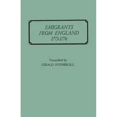 Emigrants from England, 1773-1776