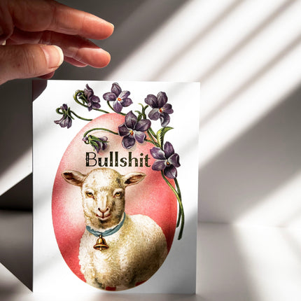 Bullshit Funny Lamb Card - Birthday Friendship Sympathy Encouragement Card by The Coin Laundry Print Shop