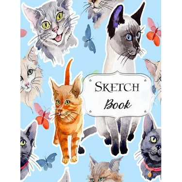 Sketch Book: Cat Sketchbook Scetchpad for Drawing or Doodling Notebook Pad for Creative Artists #8 Blue