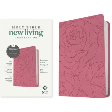 NLT Premium Value Compact Bible, Filament Enabled (Leatherlike, Pink Rose)