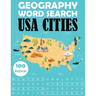 Geography Word Search - USA Cities: 100 Puzzles Large Print Book For Adults