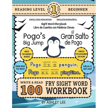 100 Sight Word Storybook Workbook, Pogo's Big Jump (Level Pre-1) Bilingual English/Spanish Inglés/Español: Write Over 100 Fry Sight Words in English a
