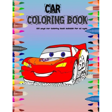 Car Coloring Book: 100 page car coloring book suitable for all ages