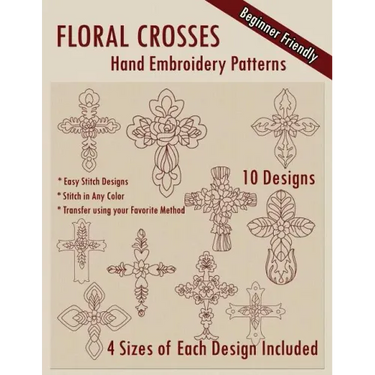 Floral Crosses Hand Embroidery Patterns