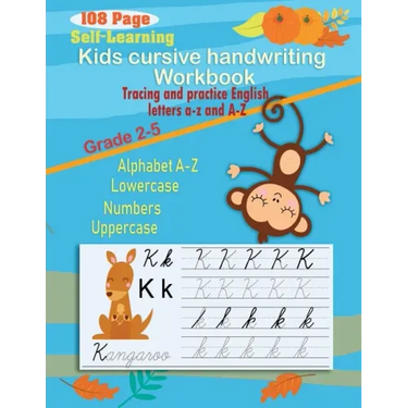 Kids cursive handwriting workbook: Self-Help Beginner cursive handwriting workbook for kids (Cursive number and letter)-cursive handwriting kindergart