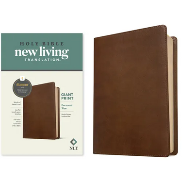 NLT Personal Size Giant Print Bible, Filament Enabled Edition (Red Letter, Leatherlike, Rustic Brown)
