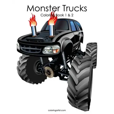 Monster Trucks Coloring Book 1 & 2