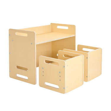 Weaning Table and Chair Set Montessori Toddler Desk with 2 Chairs Wood