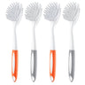 Dish Brush, 4 Pack Kitchen Scrub Brushes with PP Handle, Dish Cleaning Brushes with Curved Bristles, Ideal for Pots, Pans, Sink and Stove, 2 Gray + 2 Orange