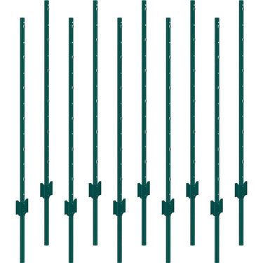 4 Feet Fence Post 10 Pack T-Post Heavy Duty Metal Fence Posts Green