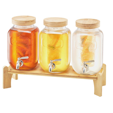 Drink Dispenser 1 Gal Beverage Dispenser for Parties Glass with Stand 3PCS