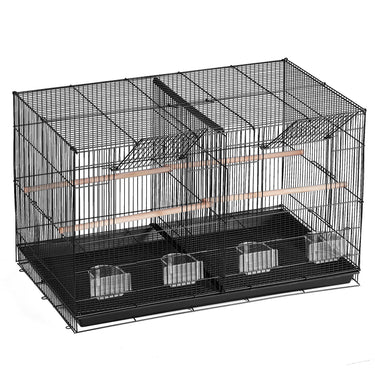 Bird Flight Cage with Divider 18 in Small Metal Parakeet Cage Black