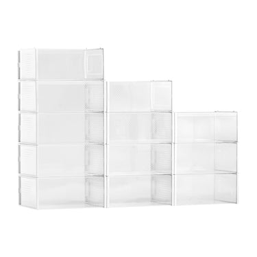 Shoe Storage Boxes 12 Pack Stackable Shoe Storage Organizers US Size 11 White