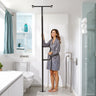Floor-to-Ceiling Transfer Pole, Tension Mounted Bathroom Grab Bar with Anti-Slip Curve Handle, 300 Lbs Capacity Security Pole for Elderly, Ideal Senior Safety Pole for 7-10 Ft Ceilings, Black